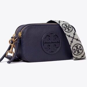 Tory Burch Miller crossbody camera bag Navy with monogram strap